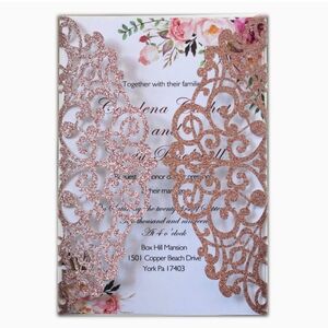 wishforyou 100pcs Gold Silver Glitter Laser Cut Invitations Card Covers Lace